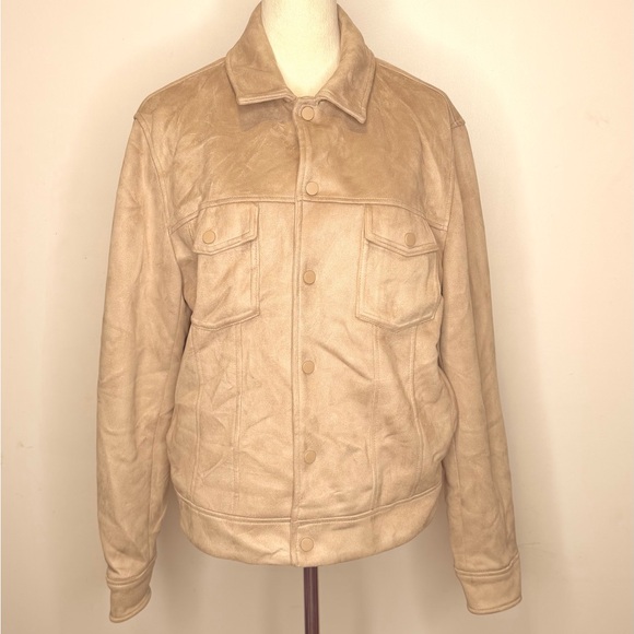 NWOT Zara Men's Caramel Heavyweight Faux Suede Jacket Size M - Picture 8 of 15